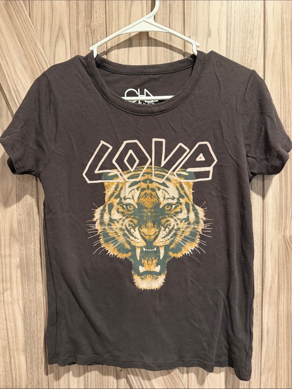 C Black Graphic Tee with Tiger 'LOVE' Print